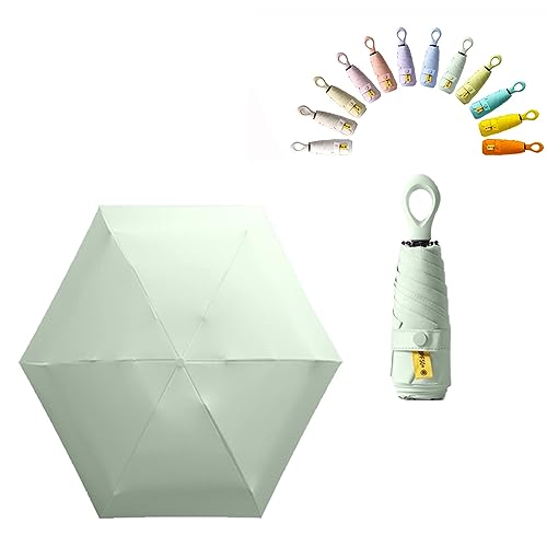 erised's bifrost Mini Paraguas del Sol Plegable de Viaje de Bolsillo/Compacto Portátil Protección/Resistencia Los Rayos UV UPF 50/Impermeable a Prueba/6 Varillas Costillas Paraguas para Mujer