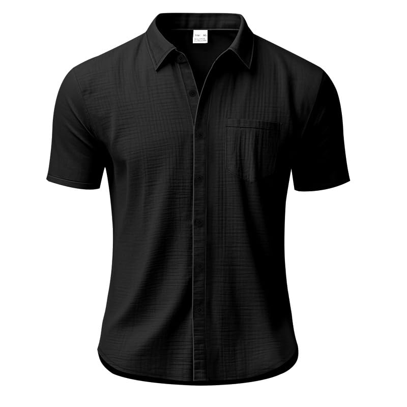 Men's Linen Short Sleeve Shirts Casual Button Down Shirts Vacation Beach Summer Tops with Pocket4