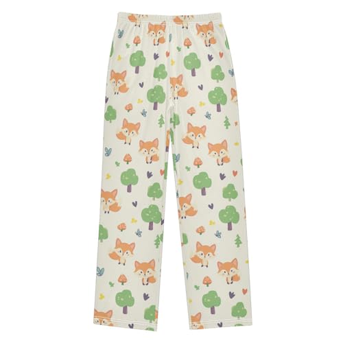 Cute Foxes Forest Boys Pants Girl Sleep Pants Long Trousers Elastic Waist Lounge Bottoms S