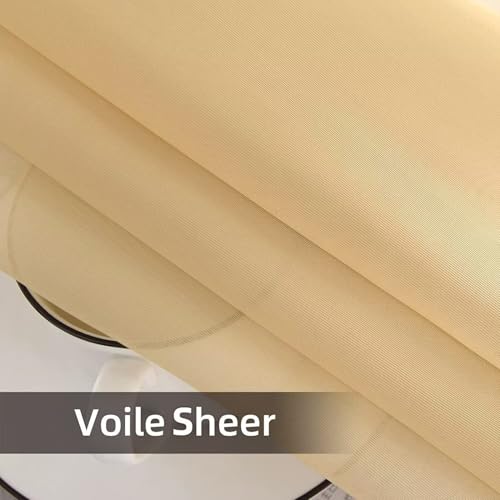 SpaceDresser Waterproof Outdoor Sheer Curtains for Patio - 2 Panels Rod Pocket Indoor Voile Sheer Curtain for Living Room,100W x 120L inch, Beige - Image 9