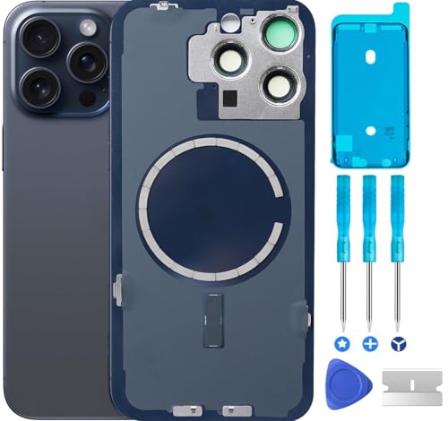 ABUSVEX 15 Pro Max �o�b�N�K���X iPhone 15 Pro Max�p ���A�o�b�N�J�o�[ �K���X �h�� �J���������Y+�v���t�F�b�V���i���C���c�[���L�b�g(�u���[�`�^���AiPhone 15 Pro Max)