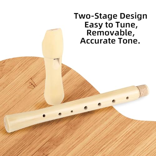 Image of Mr.Power Maple Wooden Soprano Recorder, C Key German Style Fingering 8 Holes 2 Piece School-Approved Musical Instrument Pupil Student Educational (Wood Color)