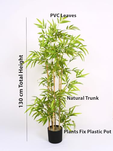 Image of ARICK DECOR Artificial Bamboo Tree 4Ft Tall in Pot - 120cm Realistic Faux Bamboo Silk Plant with Natural Look Canes, Peacock Shaped Floor Decor Greenery for Home, Living Room, Office & Balcony