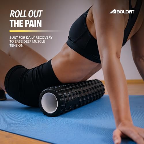 Image of Boldfit Foam Roller for Back Pain, Deep Tissue Massage and Body Pain High Density Foam Roller for Exercise in Gym, Home Back Roller for Muscle Recovery Massage Roller for Stretching - 33cm White