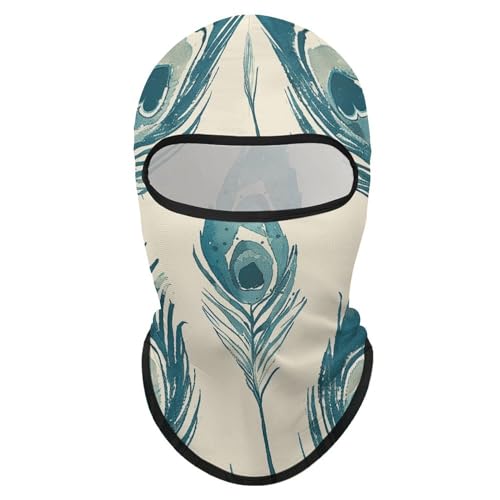 Balaclava para hombre y mujer con diseño de pluma de pavo real, máscara completa para esquiar, ciclismo y motociclismo miniatura 7