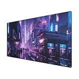 BHHB Gaming Mauspad XXL 800x450mm, Speed Mousepad Groß, verbessert Präzision und Geschwindigkeit, Schreibtischunterlage für Gaming,Büro,Zuhause (Lila Cyber-Block)
