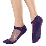 Shashi Purple Glitter Mesh Non Slip Ergonomic Socks Pilates Barre Ballet Yoga Dance ... Sugar Plum Small / 5.5-7.5