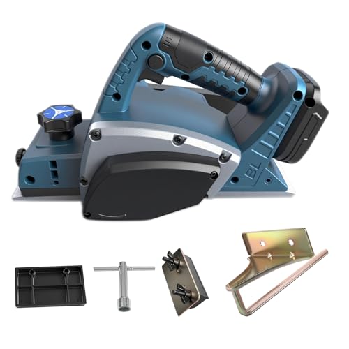 Cordless Electric Hand Planer Compatible with Makita 18V Battery 15000RPM Brushless Power Wood Planer for Woodworking Carpenter Home DIY (Blue)
