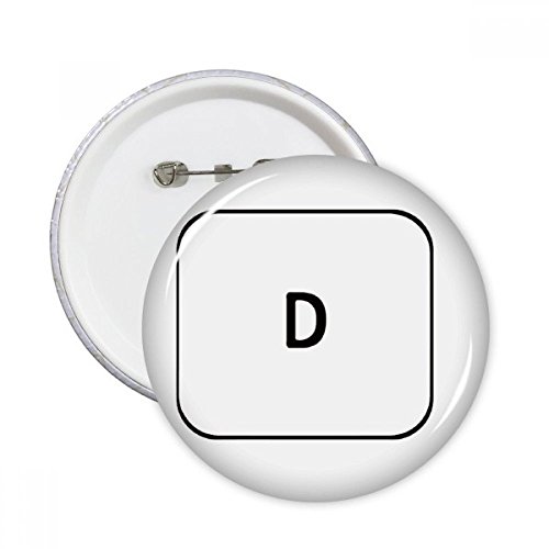 Clavier Symbole D Badge Pins Rond XXL Lot de 5 Pièces pour Décoration de Vêtements