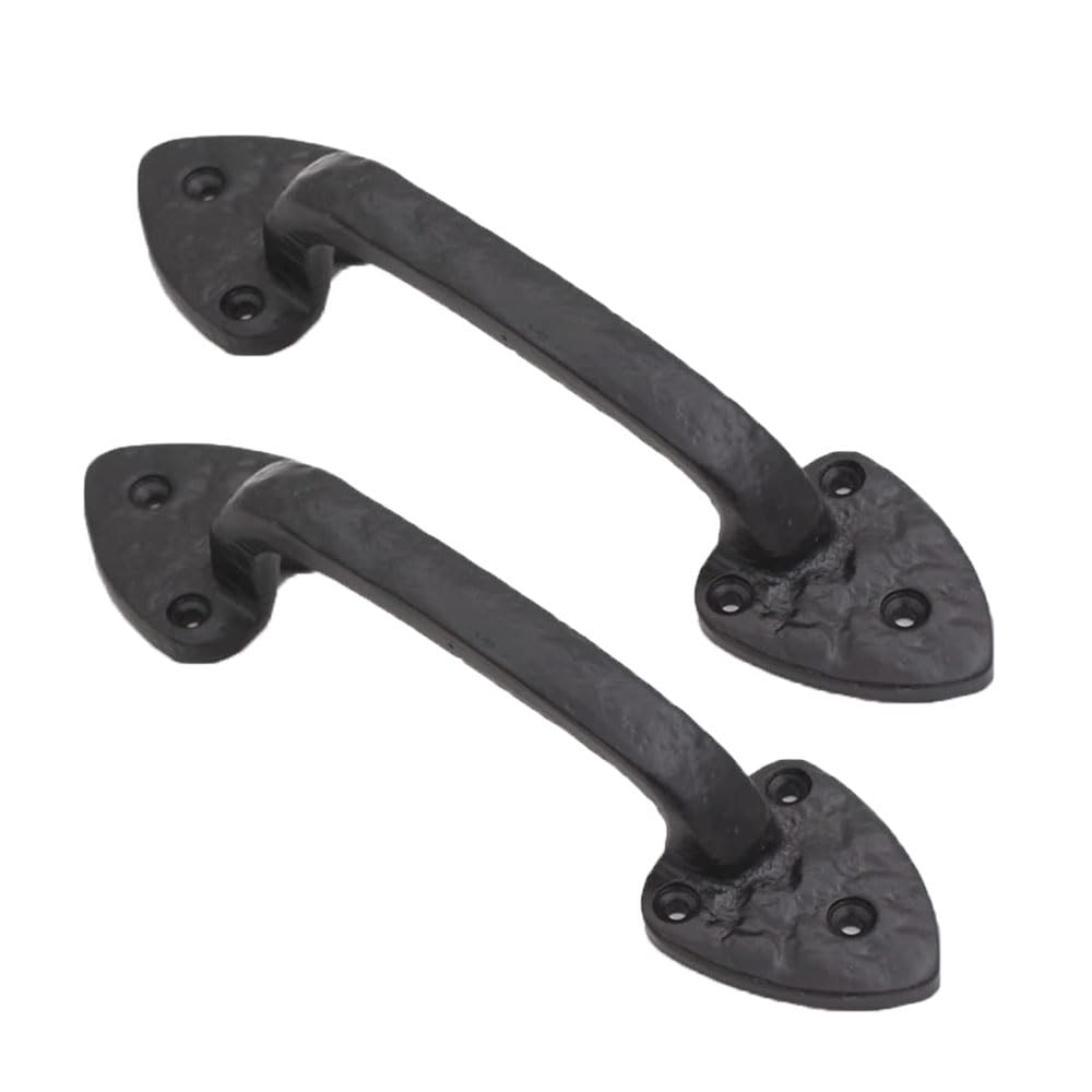 2 Pack 7" Spear Cast Iron Barn Door Handle, Black Gate Pull