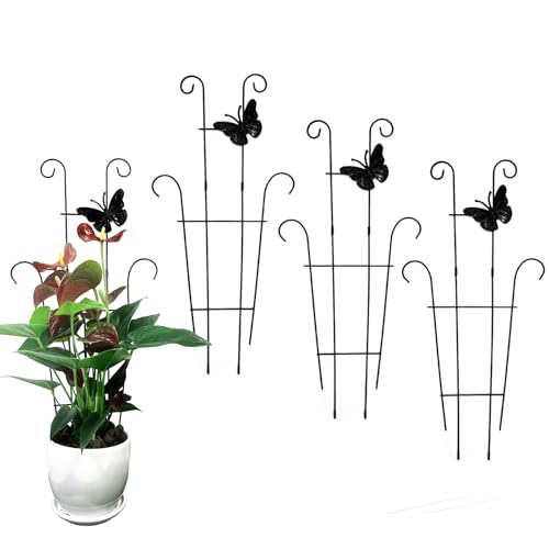 Image of 23 Inch Plant Trellis for Potted Plants, Sturdy Metal Houseplant Trellis for Climbing Plants Indoor Outdoor, Rust-Resistant Plant Support for Monstera Pothos Ivy, 4 Pack (4, 23inch)