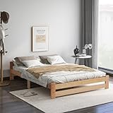 Geeignet für jeden Raum. Das unzerstörbare Bett 140x200 cm von ist das ideale Einzelbett, Gästebett Kompaktbett für in Komforthöhe von 49 cm. Für Ihr Zuhause als auch für Hotels und Pensionen. Das Holzbett von knarrt nicht bei Belastung, geprüft.