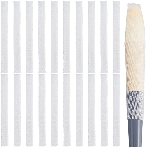 Image of GORGECRAFT 200Pcs Makeup Brush Pen Guard Protector Reusable Net Thread Spool Savers Expandable Mesh Cover Plastic Sewin Thread Netting Machine Embroidery Net for Eyeshadow Brush Sewing, White