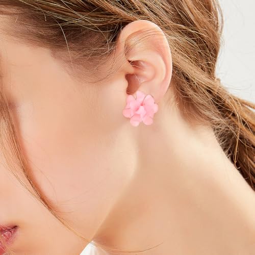LAXPICOL Fashion Flower Clip On Earrings For Women Cute Lovely Acrylic Flower Earrings No piercing Earrings3
