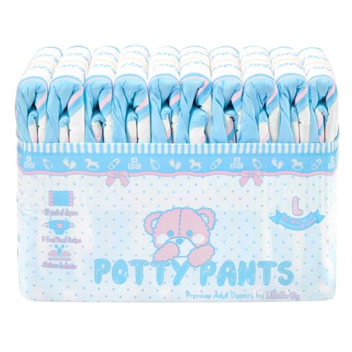 Image of Littleforbig Adult Printed Diaper 10 Pieces - Potty Pants (Large 36 inch-48 inch)