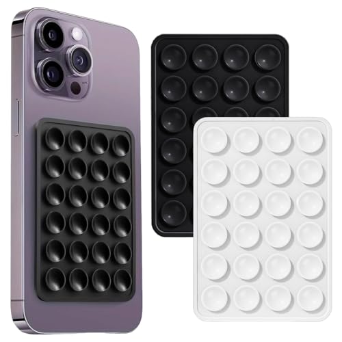 KINDOYO 2er Pack Silikon Saugnapf Handy - Anti-Rutsch Saugnapf Handyhülle für Selfies & Videos für Selfies und Videos Saugnäpfe Handyhalter für Alle Handy-Modelle Schwarz und Weiß