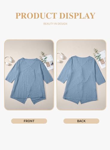 Image of Eytino Plus Size Cardigan for Women Lightweight Half Sleeve Summer Loose Kimono Cardigan Beach Cover Ups(1X-5X)