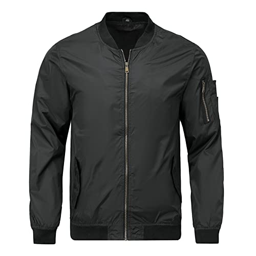 Allthemen - Chaqueta informal para hombre, ligera, estilo bomber, clásica, ajustada, para exteriores
