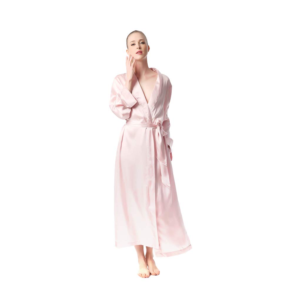 Jasmine Silk Luxury Pure Silk Dressing Gown Robe Kimono Pink (Small(8-10))