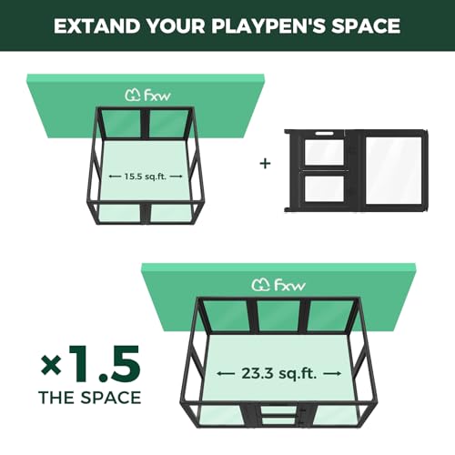 Image of FXW AuraSpace Acrylic Indoor Whelping Box Add-On Panel Set, 24 Inch, 2 Panels, Includes 1 Split Gate + 1 Panel Only, for Newborn Puppies, Black