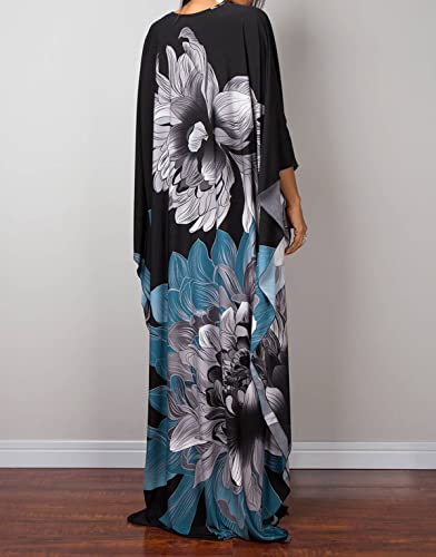 Kaftan Dresses for Women Wave Neck Swimsuit Cover Up Caftan Dress Plus Size Oversized Long Beach Dress4