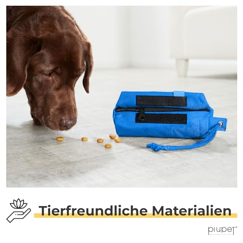 PiuPet® Futterbeutel Hunde I Befüllbarer Apportierbeutel für Hunde I Futterdummy Hundetraining I Futterbeutel Hundetraining I Futterbeutel Hundetraining klein (Blau)