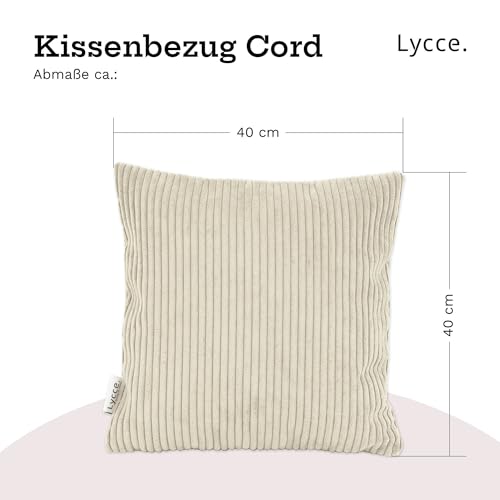 Lycce Kissenbezug Cordstoff Beige 40x40 cm - Hochwertige & Langlebige Kissenhülle für Dekokissen, Ideal für Sofa & Bett – Bild 4