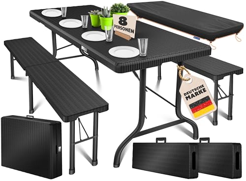 KESSER® Bierzeltgarnitur 3-teilig Set Tisch & 2x Bank | Buffettisch für...