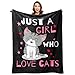 Cute Cat Throw Blanket Ultra Soft Warm Cozy Lightweight Microfiber Blankets Flannel Sherpa Fuzzy Plush Throws for Sofa Couch Bedding All Season, Just a Girl Who Loves Cats 60