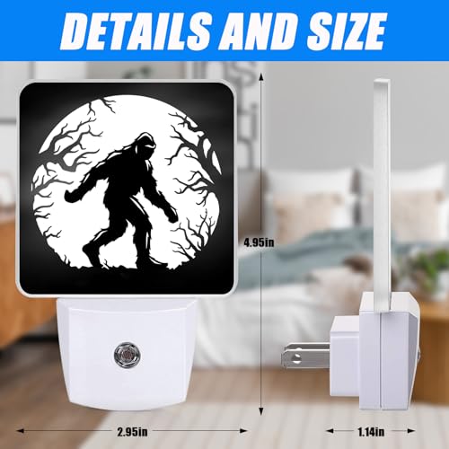 Image of Bigfoot Night Light,Halloween Moon Nightlight Plug into Wall,LED Lamp,Suitable for Bedrooms,Kitchens,Toilets,Etc.Auto Sensor Dusk to Dawn,Energy-Saving