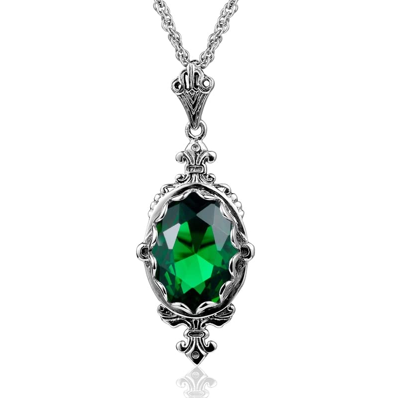 Colgante para mujer, piedra esmeralda, sólida plata 925, collar de cristal para dama de honor, joyería de boda nupcial
