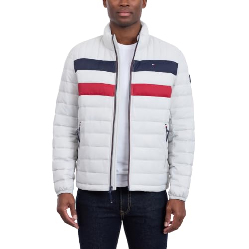 Image of Tommy Hilfiger Mens Embroidered Logo Puffer Jacket