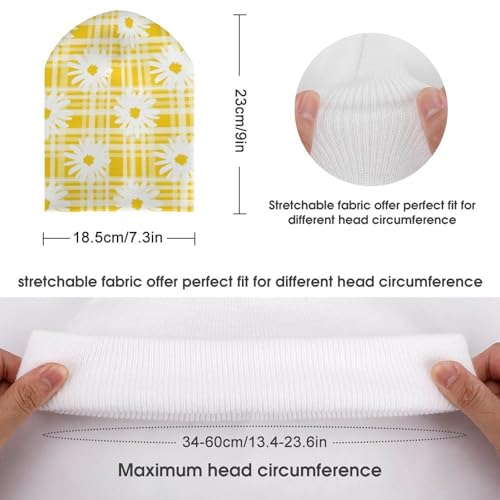 Daisy Flowers Kids Beanie Hat for for Girls Boys Children Cap Winter Knitted Chemo Cancer Headwear Accessories Gifts Decoration Black2