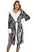 Voqeen Peignoir de Bain Femme Robe de Chambre Luxe Femmes Robes Robe en Peluche Super Soft Touch Kimono Longue Peignoir Automne et Hiver avec Ceinture (Grise)