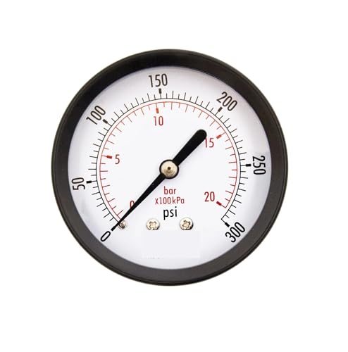 Manomètre 2-1/2 filetage arrière 1/4 NPT boîtier acier noir pour pression 0-300 PSI