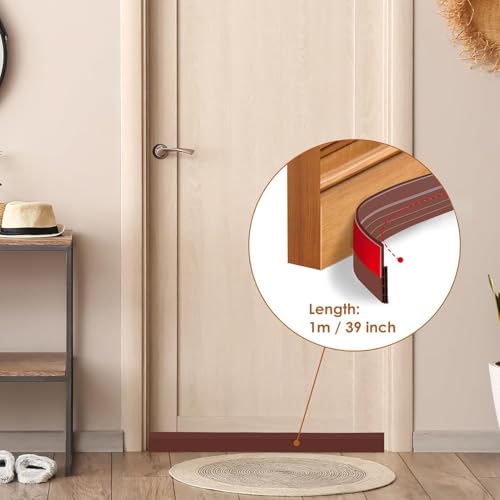 Image of Silicon Bottom Sealing Strip Rubber | Under Gap Filler Strip Rubber | Door Gap Sealing Strip | Sealer from Cockroach, Insect, Bugs, Door Seal Strip Air & Dust 39 Inch. (Brown)