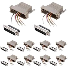 10PCS DB25 Male Ethernet Adapter, 25 Pin Serial Port Male to RJ45 Ethernet LAN Extend Modular Converter, M/F