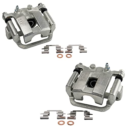Image of TRQ Rear Brake Caliper Set Zinc Coated Brackets Hardware Compatible with 2008-2013 Nissan Rogue 2014-2015 Rogue Select