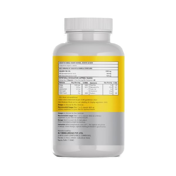 Image of Fish Oil Capsules and Multivitamin with 1000mg Omega 3 One Capsule Per Serving | Omega 3 Fish Oil liquid softgel Capsules for Men and women | 330 mg EPA, 220 mg DHA 60 Soft Gels (Pack of 2)