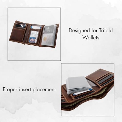 Image of AG Wallets Set of 2 Premium Clear Wallet Inserts - Durable Vinyl Card & Photo Holders, Multiple Styles for Bifold, Trifold & Checkbook Wallets (Trifold 6 Page)