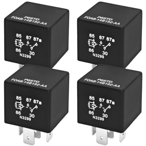 P6SDT FOAB-14B192-AA Automotive Relay (Pack of 4) – High-Performance 40A 12VDC 5-Pin F0AB-14B192-AA for Ford Electrical Systems
