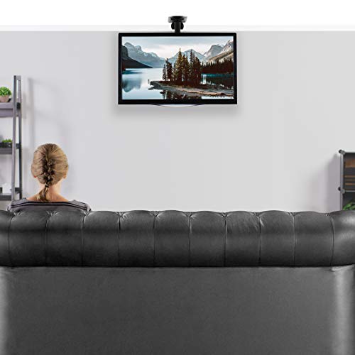 VIVO Black Manual Flip Down Mount Folding Pitched Roof Ceiling Mounting for Flat TV