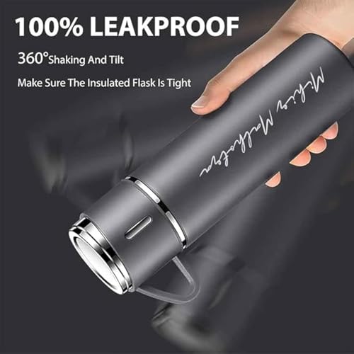 Image of Personalized Flask Set with 3 Cups | Premium Gift Set for Drinks | Stainless Steel Flask with Shot Glasses for Travel, Parties, and Gifting | Durable & Stylish (Customizable) (Grey)