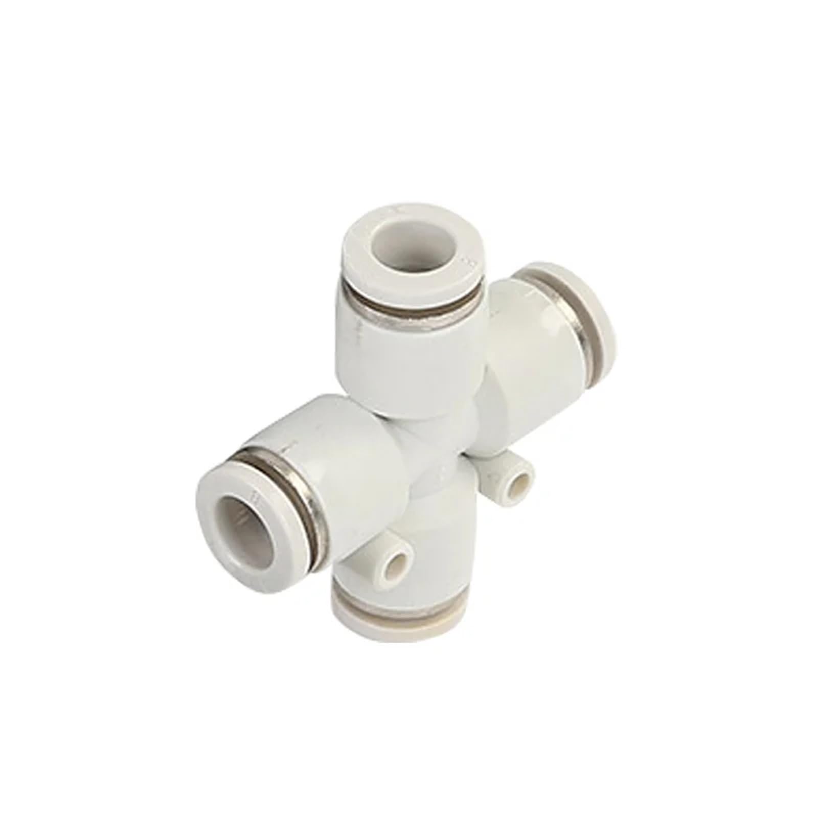 Conector neumático PZA de 12mm en color blanco para tubos y mangueras de aire