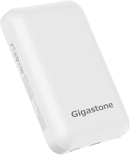 Gigastone Cargador magnético inalámbrico portátil de 5000 mAh, batería magnética de entradasalida tipo C, carga rápida de hasta 3A15W para iPhone