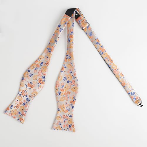 Image of Alizeal Mens 2pcs Floral Bow Tie Set | Self-tied Elegant Pocket Square Set for Wedding