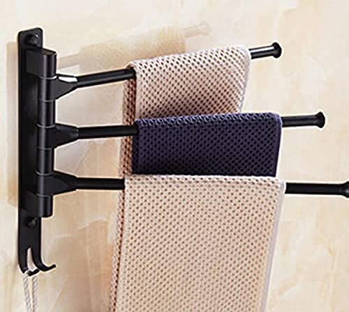 Toallero giratorio para toallas, toallero de aluminio espacial, barra de toalla de baño, organizador de toallero montado en la pared, accesorios toallero de baño (tres rieles)