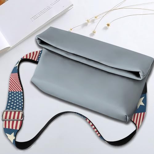 Image of GLENLCWE USA Flag Print Wide Purse Strap Replacement USA Flag Print Crossbody Handbag Shoulder Strap Adjustable Bag Straps Replacement