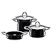 Price comparison product image Silit Pot Set 3-Piece minimax Black Stackable Pouring Rim Made in Germany Metal Lid Silargan® Functional Ceramic Suitable for Induction Hobs Dishwasher-Safe