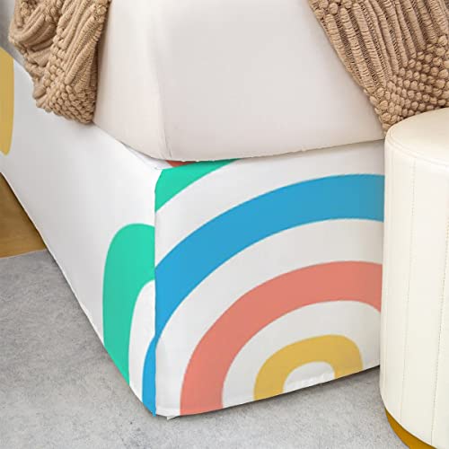 Erosebridal Rainbow Bed Skirt For Kids, Ocean Life Dolphin Bedskirt King Size, Hand Drawn Kawaii Bed Skirts For Little Girls Women Adult, Girly Cartoon Rainbow Stripes Bedding With 2 Pillow Cases #TOP4